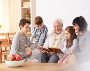 Grandparents with grandchildren.